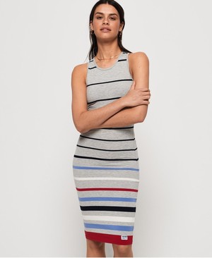 Superdry Stripe Midi Női Ruhák Szürke/Csíkok | LKAVZ2304